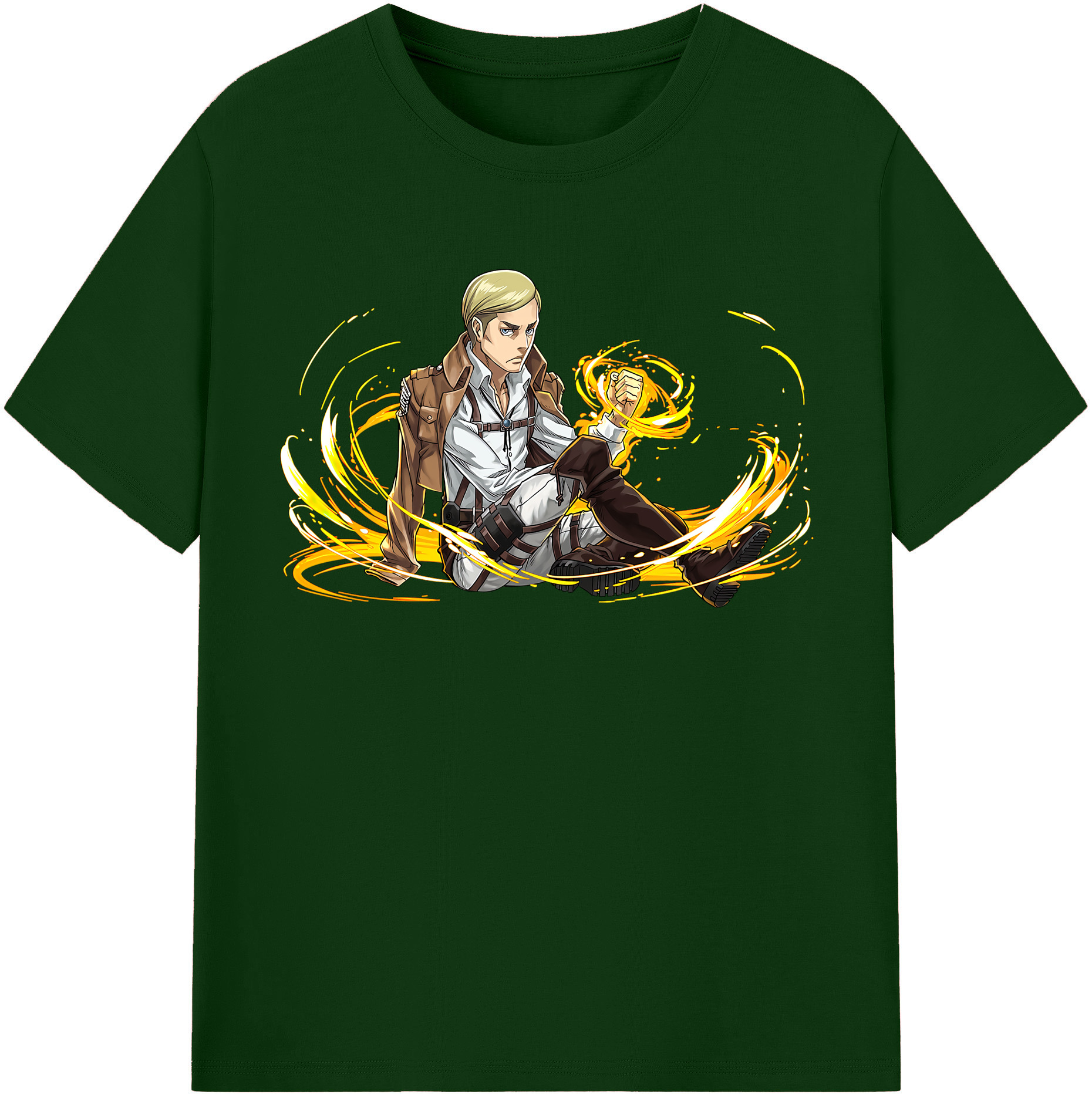（画像用） 進撃の巨人 エルヴィン・スミス Attack on Titan Erwin Smith 綿100％半袖Tシャツ（フロントプリント）